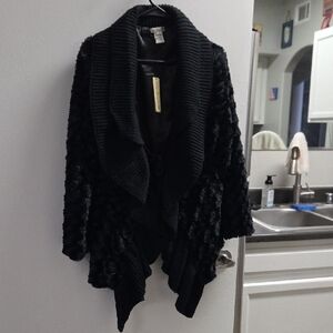 Jacket/sweater Elegant Black Women's Cardigan Sweater/Jacket